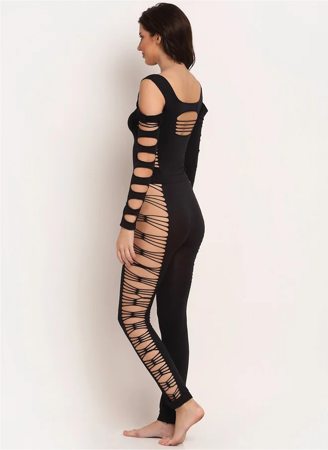 Laceandme  Laceandme Black Cut-Out Jumpsuit  | Best Price UAE